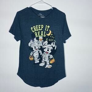 Disney Mickey Mouse Creep It Real Halloween Tee Juniors L Fits Womens S/M